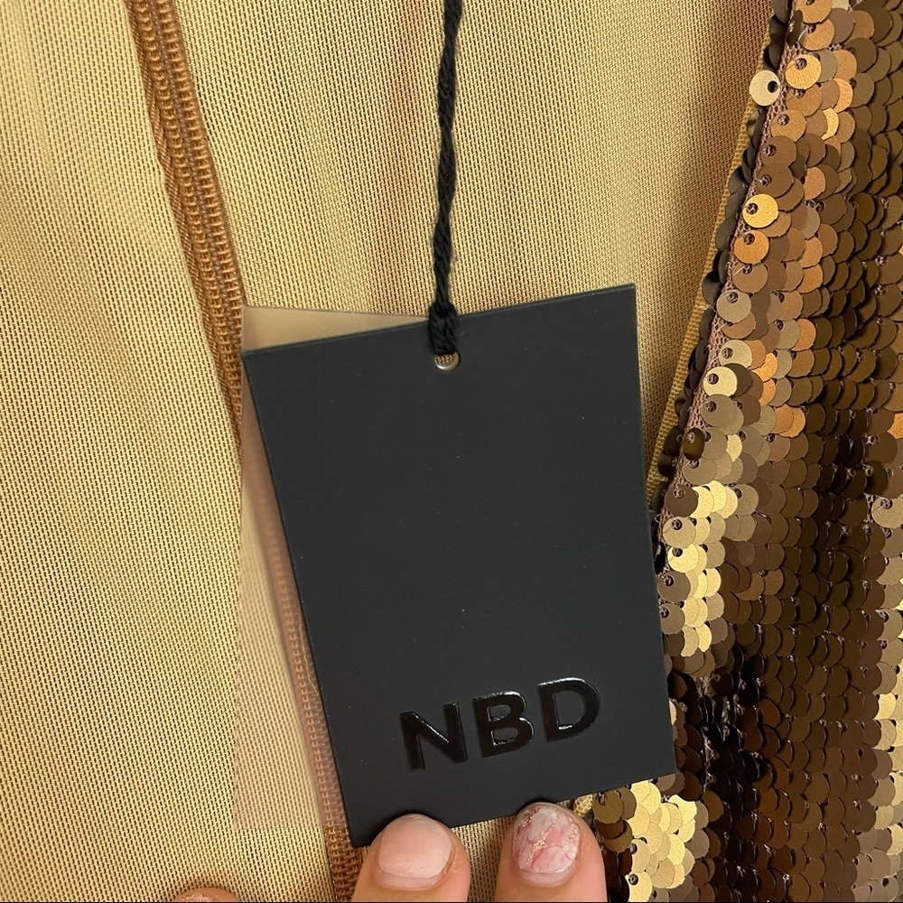 NBD revolve Dinara Mini Dress Gold metallic Sequin Cocktail Party NEW Size XL - Picture 5 of 8